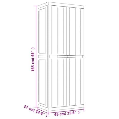 vidaXL Armoire de rangement d'extérieur gris et noir 65x37x165 cm PP