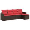 vidaXL Salon de jardin avec coussins 5 pcs marron r&eacute;sine tress&eacute;e