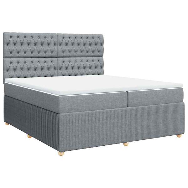 vidaXL Sommier &agrave; lattes de lit avec matelas Gris clair 200x200cm Tissu