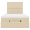 vidaXL Cadre de lit ottoman avec matelas cr&egrave;me 120x200cm tissu