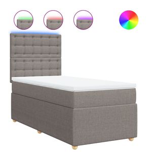 vidaXL Sommier &agrave; lattes de lit avec matelas Taupe 90x190 cm Tissu