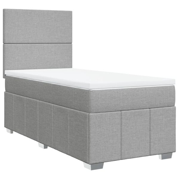 vidaXL Sommier &agrave; lattes de lit avec matelas gris clair 80x200 cm tissu