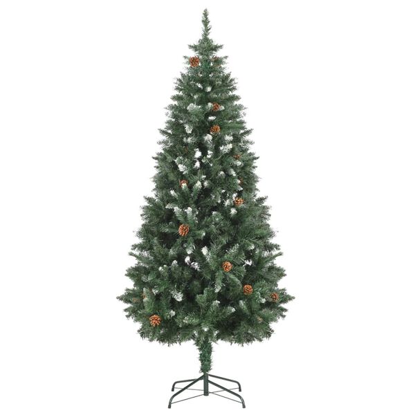 vidaXL Sapin de No&euml;l artificiel pr&eacute;-&eacute;clair&eacute; et pommes de pin 180 cm