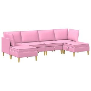 vidaXL Canap&eacute; modulaire avec rangement 6 pc Rose Tissu