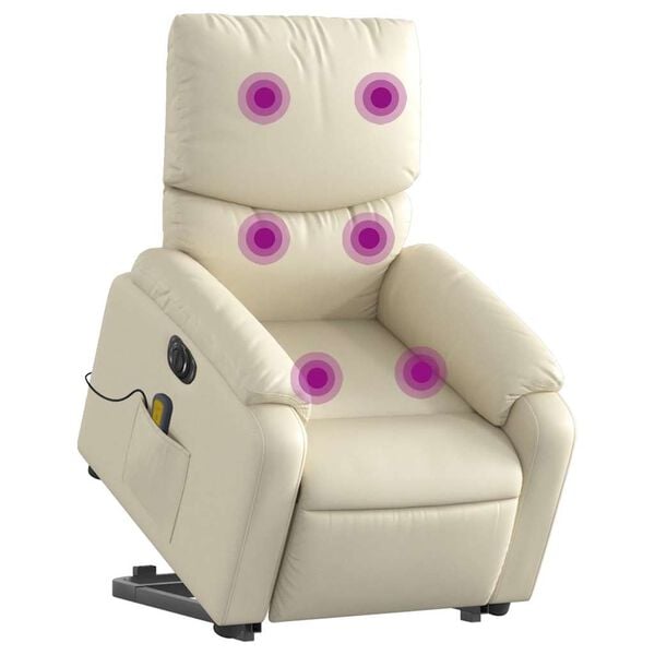vidaXL Fauteuil inclinable de massage &eacute;lectrique cr&egrave;me similicuir