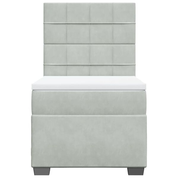 vidaXL Sommier &agrave; lattes de lit et matelas Gris clair 90x190 cm Velours