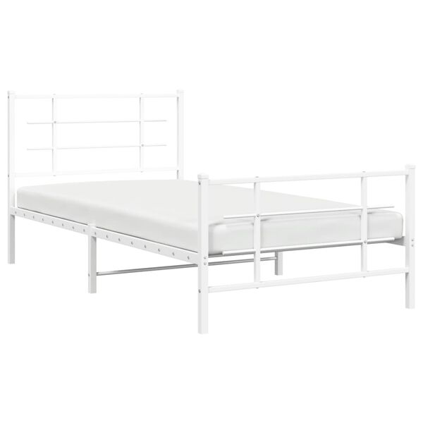vidaXL Cadre de lit m&eacute;tal sans matelas et pied de lit blanc 107x203 cm