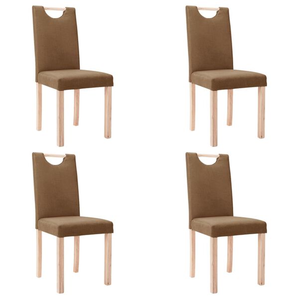 vidaXL Chaises &agrave; manger lot de 4 marron tissu