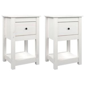 vidaXL Tables de chevet 2 pcs Blanc 40x35x61,5 cm Bois de pin massif