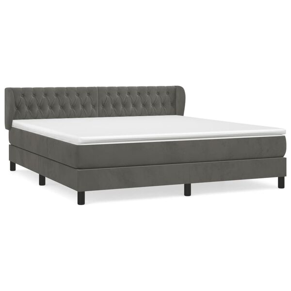 vidaXL Sommier &agrave; lattes de lit et matelas Gris fonc&eacute; 180x200cm Velours