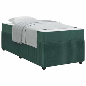 vidaXL Cadre de lit avec matelas Vert fonc&eacute; 100 x 200 cm tissu