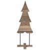 vidaXL Sapin de No&euml;l avec support Marron 121 cm Bois de teck solide