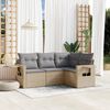vidaXL Salon de jardin avec coussins 4 pcs beige r&eacute;sine tress&eacute;e