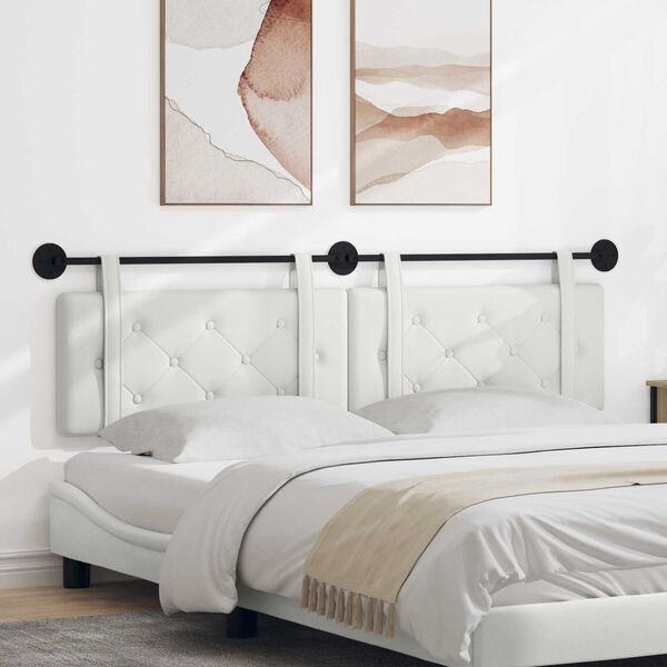 vidaXL T&ecirc;te de lit suspendue Blanc 190 x 55 x 5 cm Simili cuir