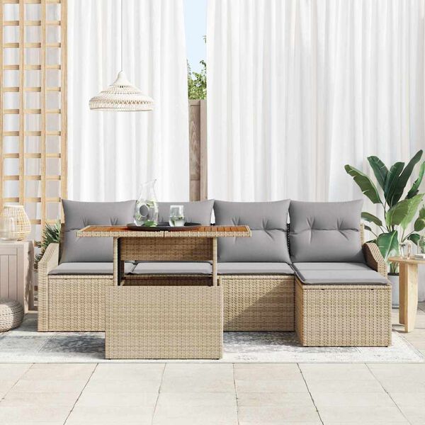 vidaXL Ensemble de salle &agrave; manger pour jardin 6 pcs Beige et gris