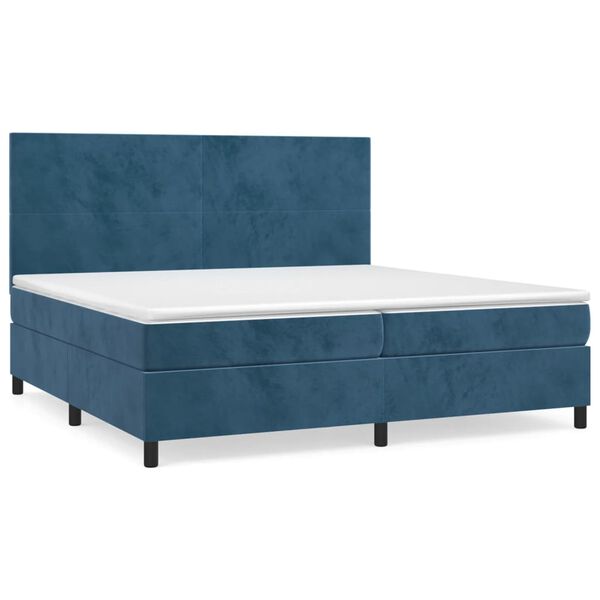 vidaXL Sommier &agrave; lattes de lit et matelas Bleu fonc&eacute; 200x200cm Velours