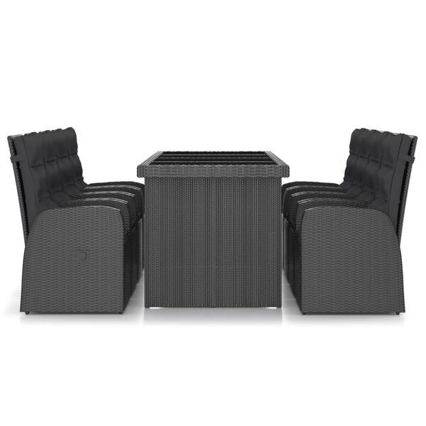 vidaXL Ensemble à manger d'extérieur 9pcs coussins résine tressée noir