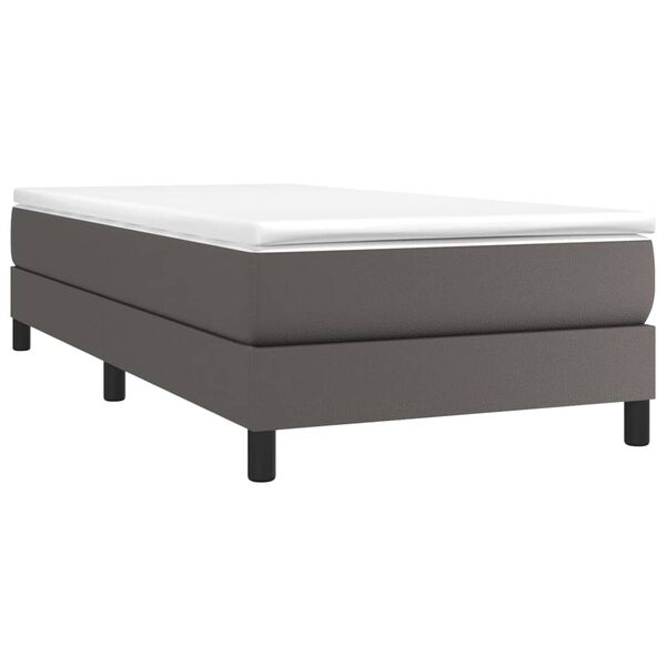 vidaXL Sommier &agrave; lattes de lit avec matelas Gris 100x200 cm Similicuir