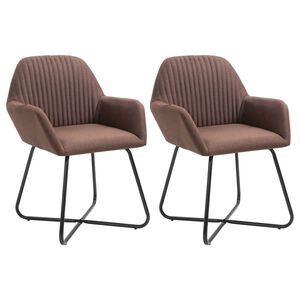 vidaXL Chaises &agrave; manger lot de 2 marron tissu