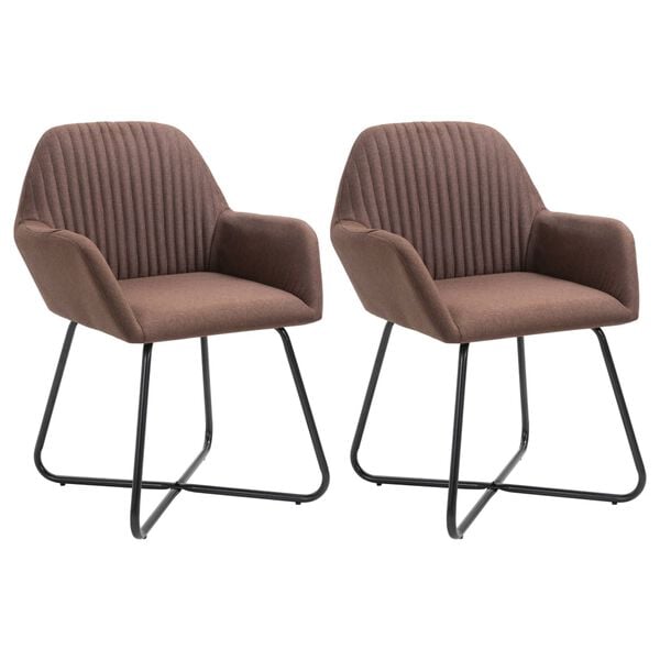 vidaXL Chaises &agrave; manger lot de 2 marron tissu