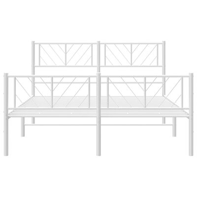 vidaXL Cadre de lit métal sans matelas et pied de lit blanc 150x200 cm