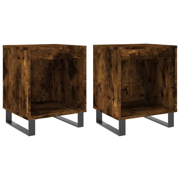 vidaXL Tables de chevet 2 pcs ch&ecirc;ne fum&eacute; 40x35x50 cm bois ing&eacute;nierie