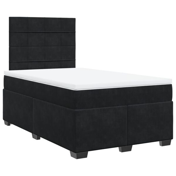 vidaXL Sommier &agrave; lattes de lit avec matelas noir 120x190 cm velours