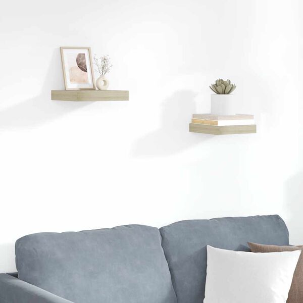 vidaXL &Eacute;tag&egrave;res murales flottantes 2 pcs ch&ecirc;ne 23x23,5x3,8 cm MDF