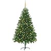 vidaXL Arbre de No&euml;l artificiel pr&eacute;-&eacute;clair&eacute; et boules 210 cm vert