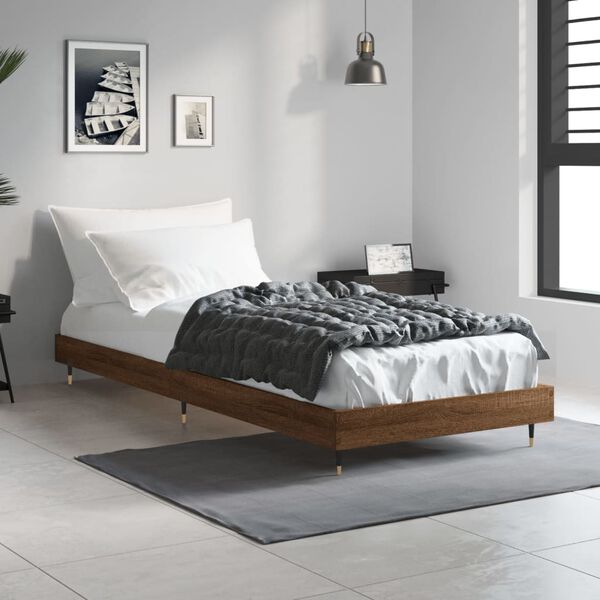 vidaXL Cadre de lit sans matelas ch&ecirc;ne marron 75x190cm bois ing&eacute;nierie