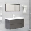 vidaXL Ensemble de meubles de salle de bain Gris brillant Agglom&eacute;r&eacute;