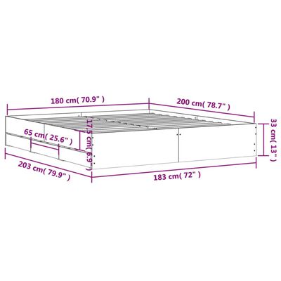 vidaXL Cadre de lit à tiroirs chêne sonoma 180x200cm bois d'ingénierie