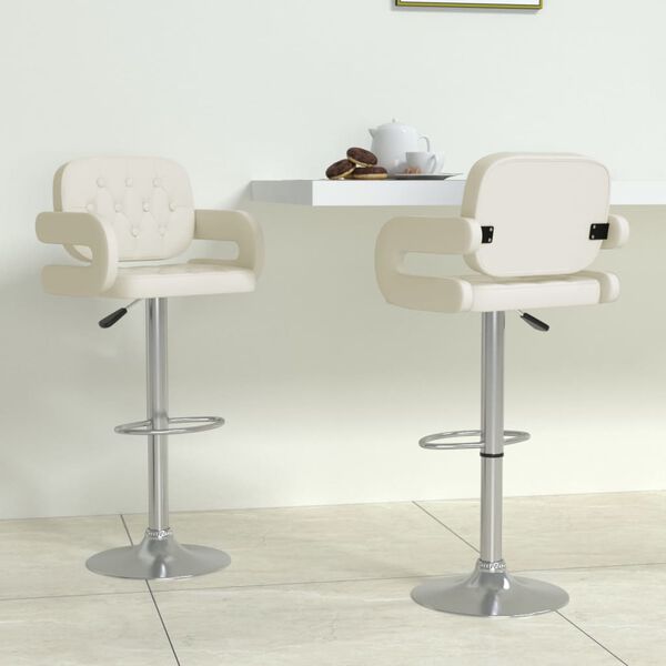 vidaXL Tabourets de bar lot de 2 cr&egrave;me similicuir