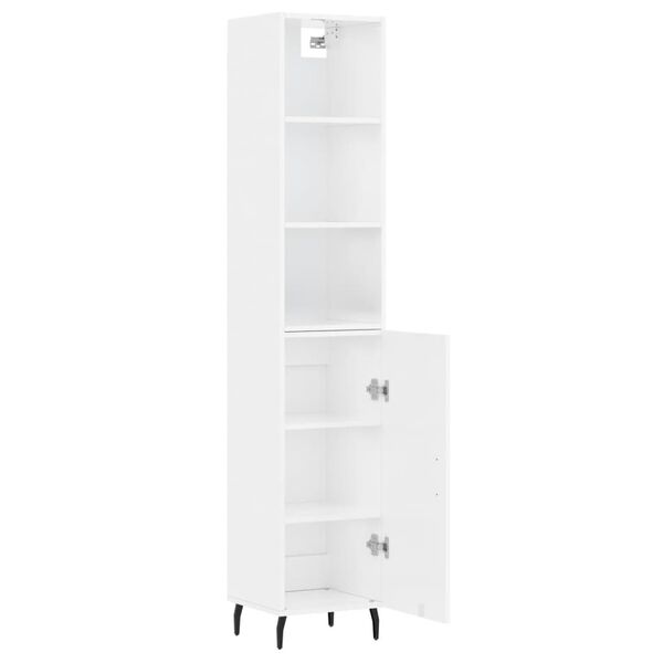 vidaXL Buffet haut Blanc brillant 34,5x34x180 cm Bois d'ing&eacute;nierie