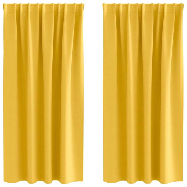 vidaXL Rideaux occultants avec anneaux 2 pcs Jaune moutarde