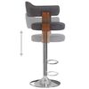 vidaXL Tabourets de bar lot de 2 gris fonc&eacute; bois courb&eacute; et tissu