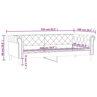 vidaXL Lit de jour sans matelas crème 90x200 cm similicuir