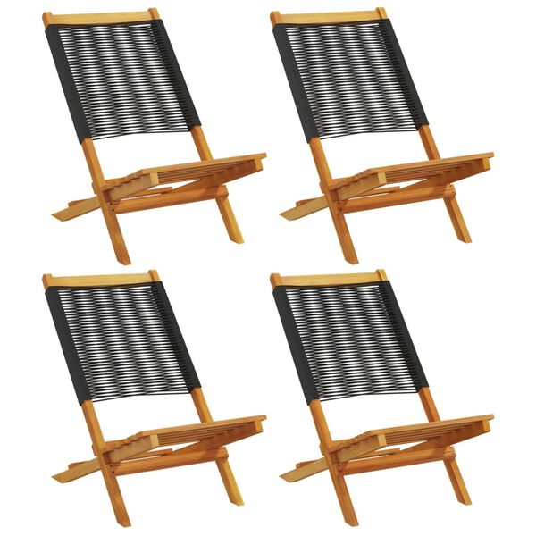 vidaXL Chaises de jardin pliantes lot de 4 noir bois d'acacia massif