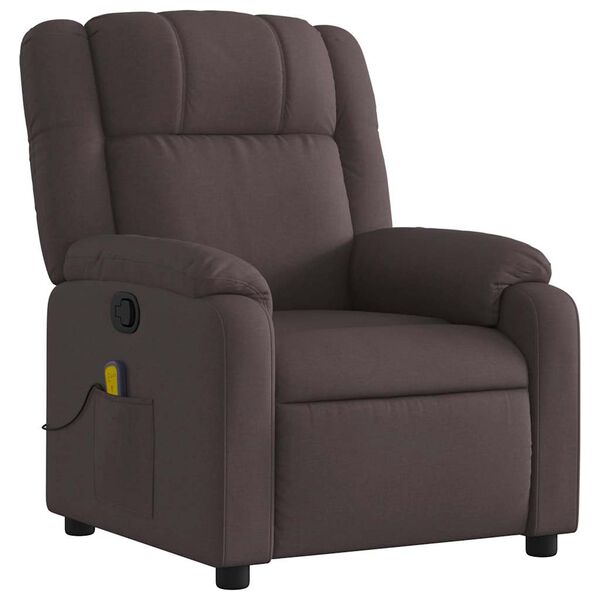 vidaXL Fauteuil de massage inclinable Marron fonc&eacute; Tissu