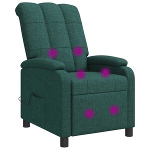 vidaXL Fauteuil de massage inclinable Vert fonc&eacute; Tissu