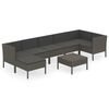 vidaXL Salon de jardin 8 pcs avec coussins r&eacute;sine tress&eacute;e gris