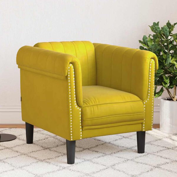 vidaXL Fauteuil jaune velours