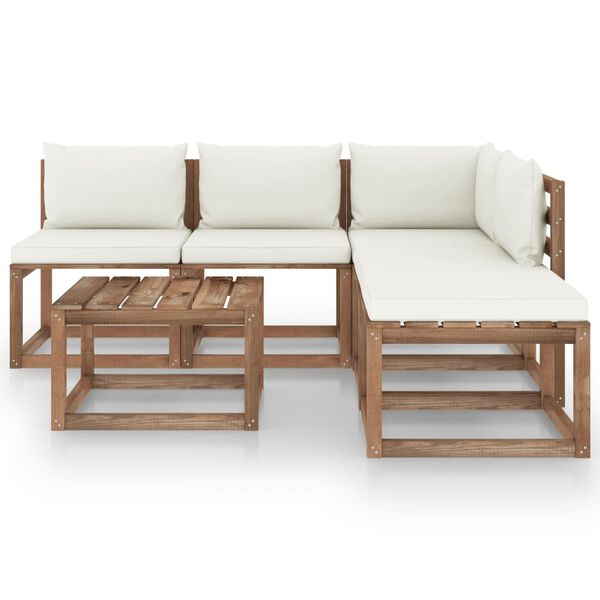 vidaXL Salon palette de jardin 6 pcs et coussins Bois de pin impr&eacute;gn&eacute;