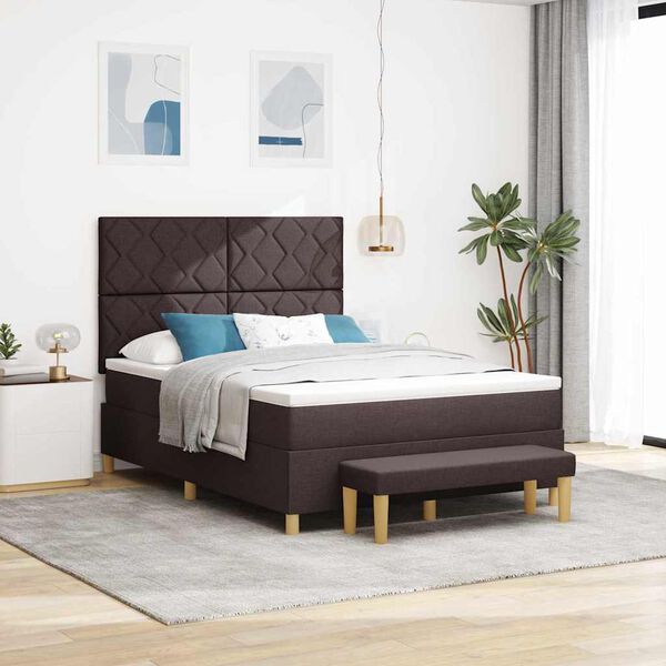 vidaXL Lit &agrave; ressorts avec matelas Marron fonc&eacute; 160 x 200 cm tissu