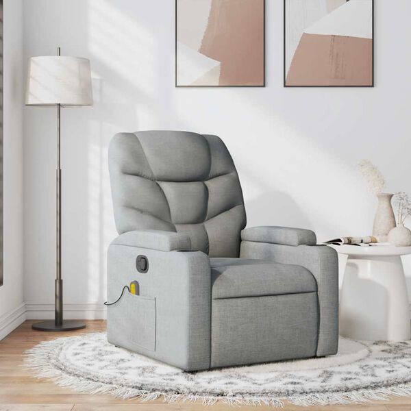 vidaXL Fauteuil de massage inclinable Gris clair Tissu