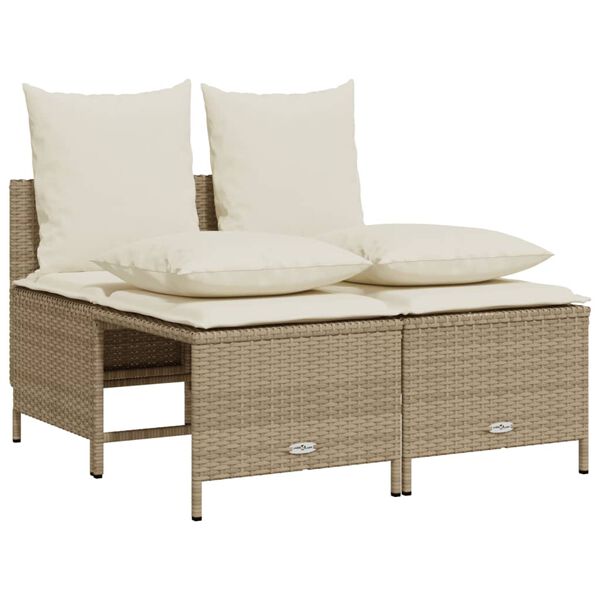 vidaXL Salon de jardin avec coussins 4 pcs beige r&eacute;sine tress&eacute;e