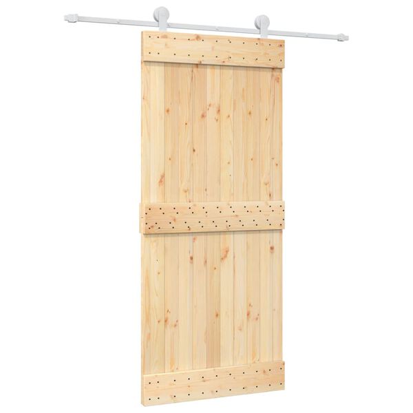 vidaXL Porte coulissante et kit de quincaillerie 90x210 cm pin massif