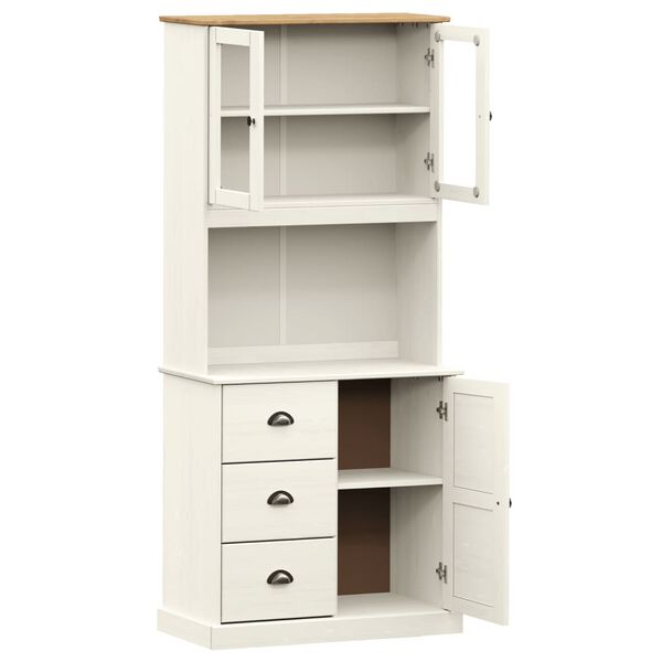 vidaXL Buffet haut VIGO blanc 78x40x175 cm bois massif de pin