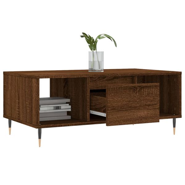 vidaXL Table basse Ch&ecirc;ne marron 90x50x36,5 cm Bois d'ing&eacute;nierie