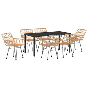 vidaXL Ensemble de salle &agrave; manger pour jardin 7 pcs Marron